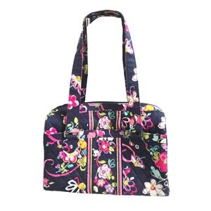 Vera Bradley Bag Tote Ribbons 2012 retired Breast Cancer Awareness Blue Floral